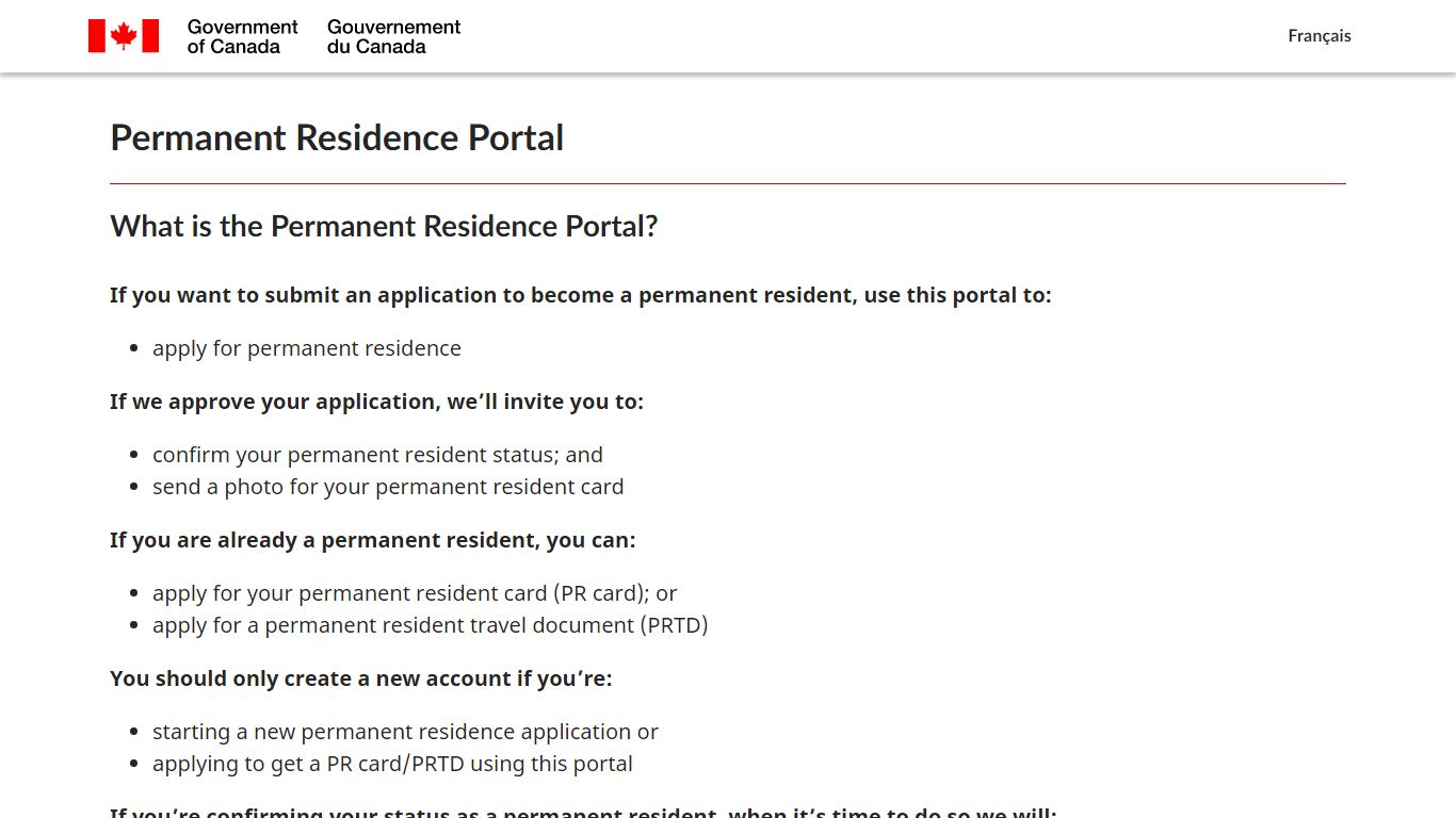 Permanent Residence Portal | Portail de la résidence permanente - C iC